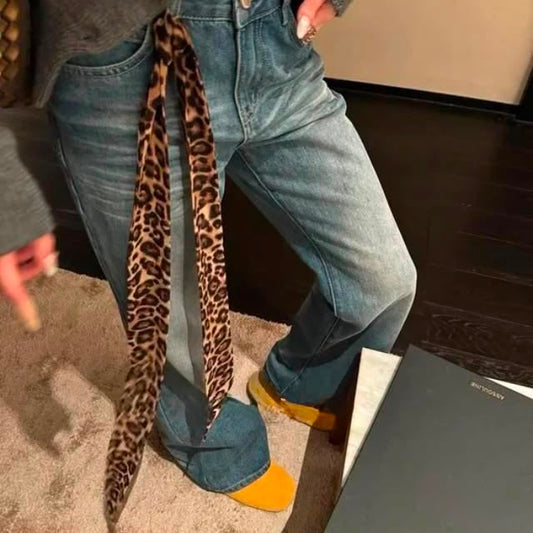 The Amber Leopard Silk Twilly